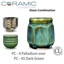 Palladium PC-04 over Dark Green PC-45 Pottery Cone 5 Glaze Combination